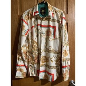 Insomnia Platform Series  Men's Long Sleeve Button Up All Over Print Gold Chain